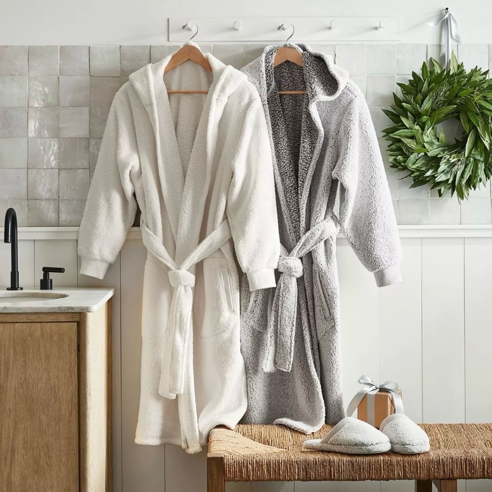 Pottery Barn Coziest Sherpa Robe - White